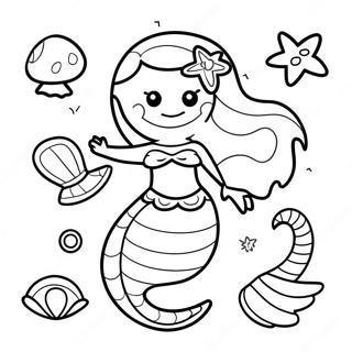 Sparkling Mermaid With Seashells Coloring Page 58303-46955