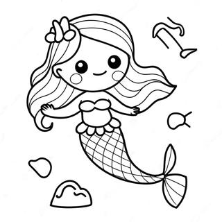 Sparkling Mermaid With Seashells Coloring Page 58303-46956