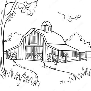 Rustic Barn With Animals Coloring Page 5832-4829