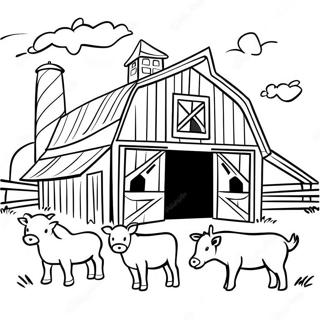 Rustic Barn With Animals Coloring Page 5832-4830