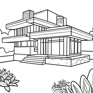 Frank Lloyd Wright House Coloring Page 58333-46978