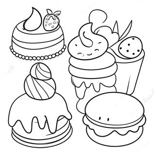 Delicious French Pastries Coloring Page 58363-47001