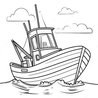 Fishing Boat On A Calm Sea Coloring Page 58392-47024