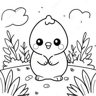 Cute Peep In A Garden Coloring Page 5842-4825