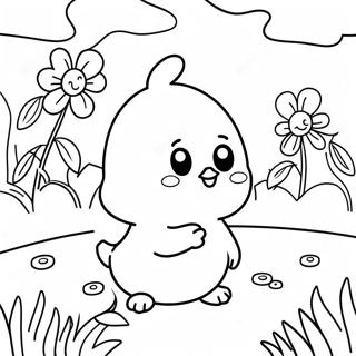 Cute Peep In A Garden Coloring Page 5842-4826