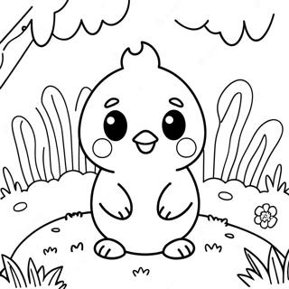 Cute Peep In A Garden Coloring Page 5842-4827