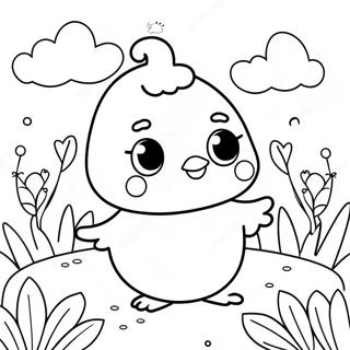 Cute Peep In A Garden Coloring Page 5842-4828