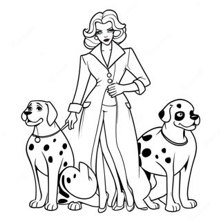 Elegant Cruella Deville With Dalmatians Coloring Page 58483-47096