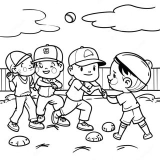 Sandlot Kids Playing Baseball Coloring Page 58492-47100