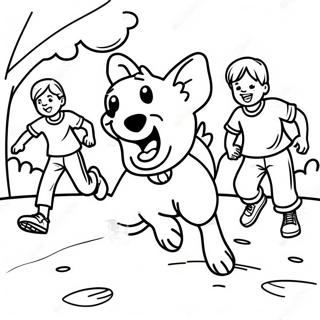 Sandlot Dog Chasing Kids Coloring Page 58493-47103