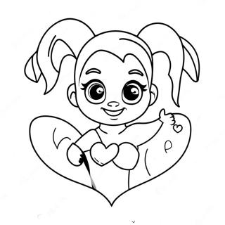 Cute Harley Quinn With A Heart Coloring Page 58503-47111