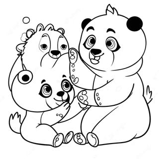 Funny Combo Panda Playing With Friends Coloring Page 58513-47121