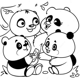 Funny Combo Panda Playing With Friends Coloring Page 58513-47122