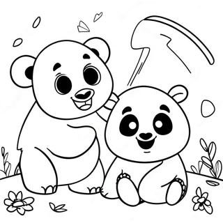 Funny Combo Panda Playing With Friends Coloring Page 58513-47123