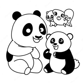 Funny Combo Panda Playing With Friends Coloring Page 58513-47124