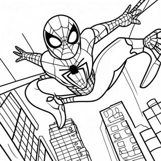 Lego Iron Spider Swinging Through City Coloring Page 58523-47126