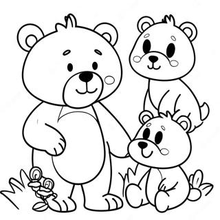 Cute Brown Bear And Friends Coloring Page 58543-47145