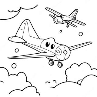 Colorful Airplane In The Sky Coloring Page 58583-47172