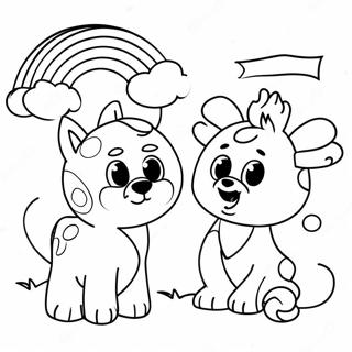 Cyan Rainbow Friends Coloring Pages