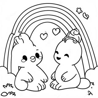 Cyan Rainbow Friends Playing Together Coloring Page 5862-4845