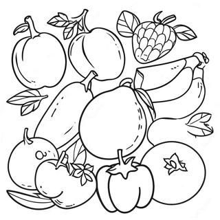 Colorful Fruits And Vegetables Coloring Page 58663-47248