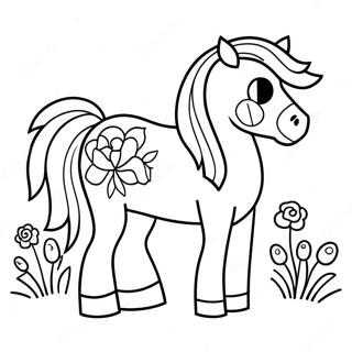 Cute Minecraft Horse With Flowers Coloring Page 58683-47244