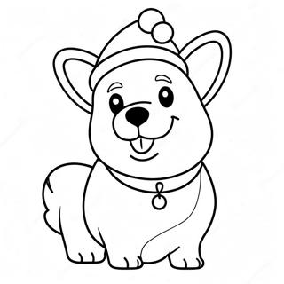 Christmas Corgi Coloring Pages