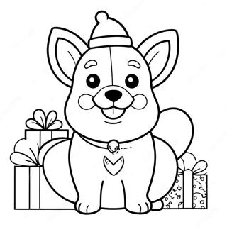 Festive Christmas Corgi With Presents Coloring Page 58693-47253