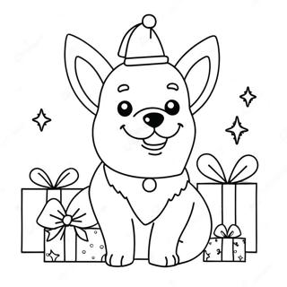 Festive Christmas Corgi With Presents Coloring Page 58693-47254