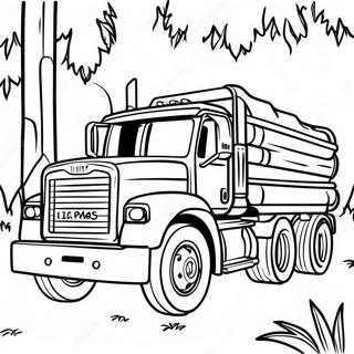 Big Logging Truck In Forest Coloring Page 58703-47263