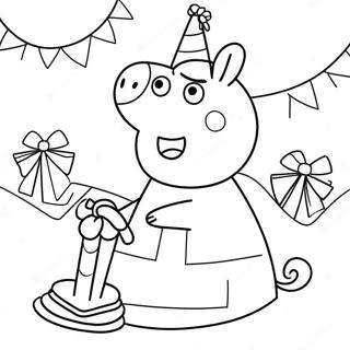 Peppa Pig Birthday Coloring Pages