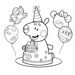 Peppa Pig With Birthday Cake Coloring Page 58823-47357