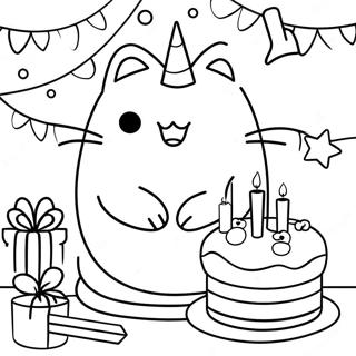 Birthday Pusheen Coloring Page 58842-47372