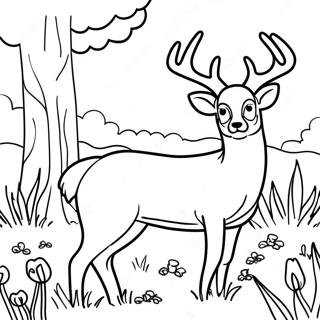 Majestic White Tailed Deer In A Meadow Coloring Page 58863-47389