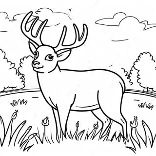 Majestic White Tailed Deer In A Meadow Coloring Page 58863-47390