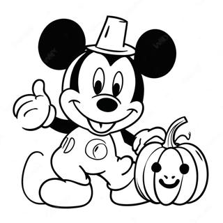 Happy Mickey Mouse With Pumpkin Coloring Page 58903-47420