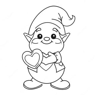 Valentine Gnome Holding Heart Coloring Page 5891-4866