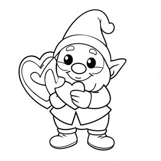 Valentine Gnome Holding Heart Coloring Page 5891-4867