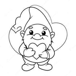 Valentine Gnome Holding Heart Coloring Page 5891-4868