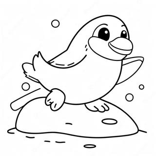 Cute Penguin Sliding On Ice Coloring Page 58923-47437