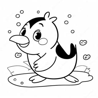 Cute Penguin Sliding On Ice Coloring Page 58923-47438