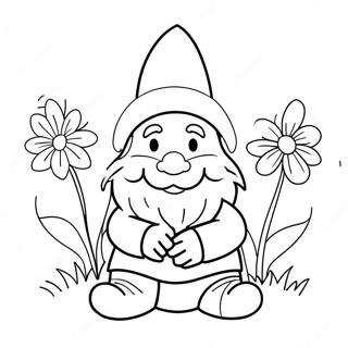 Cute Valentine Gnome With Flowers Coloring Page 5892-4871