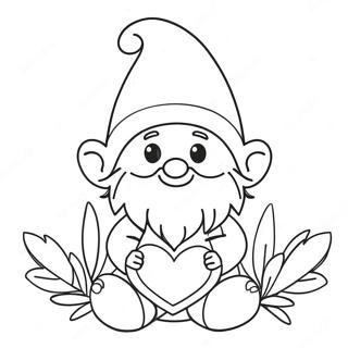 Cute Valentine Gnome With Flowers Coloring Page 5892-4872