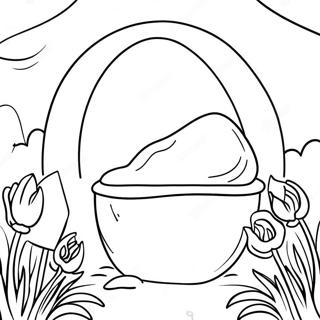 Empty Tomb Surrounded By Flowers Coloring Page 59013-47509