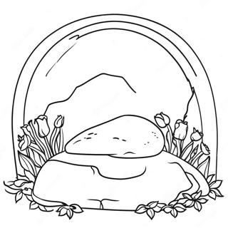 Empty Tomb Surrounded By Flowers Coloring Page 59013-47511