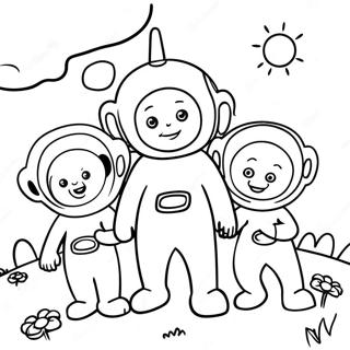 Colorful Teletubbies In The Sun Coloring Page 5902-4877