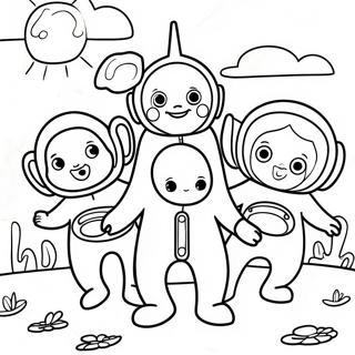 Colorful Teletubbies In The Sun Coloring Page 5902-4880