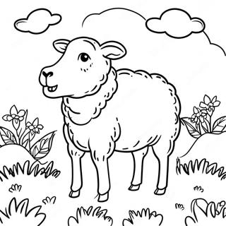 Realistic Sheep Grazing In Meadow Coloring Page 59032-47518