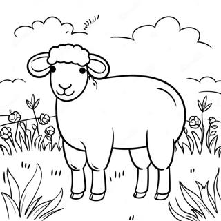 Realistic Sheep Grazing In Meadow Coloring Page 59032-47519