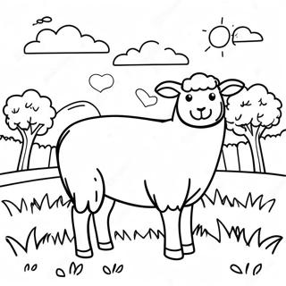 Realistic Sheep Grazing In Meadow Coloring Page 59032-47520